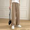 New summer products, light and mature, drape loose casual pants, personalized belt, decorative elastic fabric, straight and slightly wide trousers