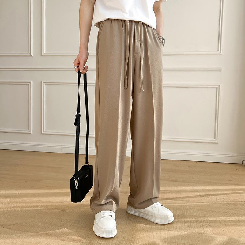 New summer products, light and mature, drape loose casual pants, personalized belt, decorative elastic fabric, straight and slightly wide trousers