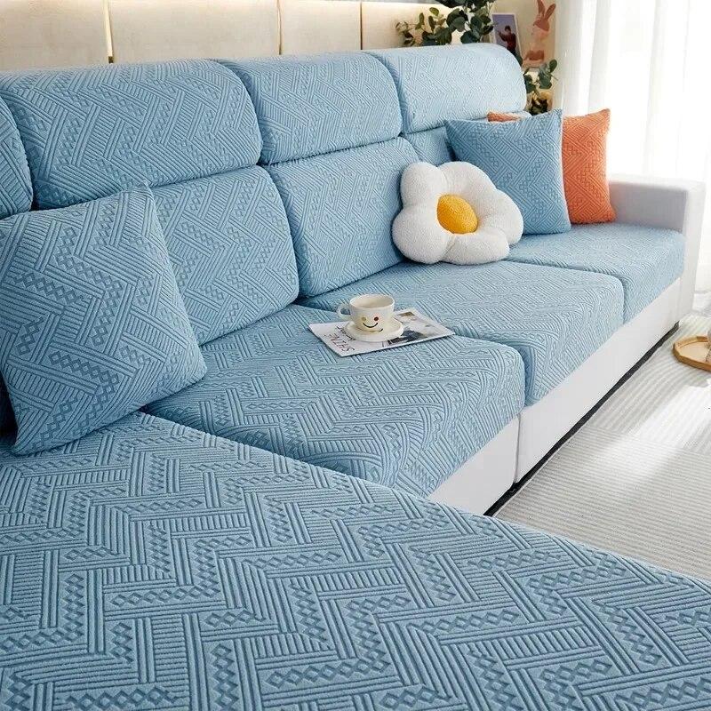 Luxury Jacquard Sofa Seat Cushion Cover Solid Elastic Sofa Cover Anti-dust Furniture Protector Living Room Sectional Couch Cover