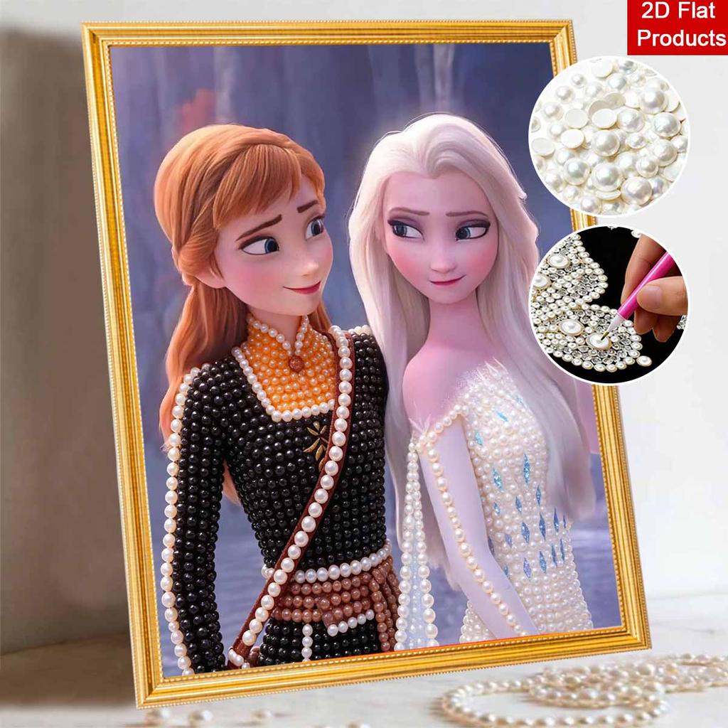 Disney Pearl Painting Frozen Anna and Elsa Sisters 5D DIY Pearl Picture Crafts for Adults/Beginners Gift Ideas Home Decor