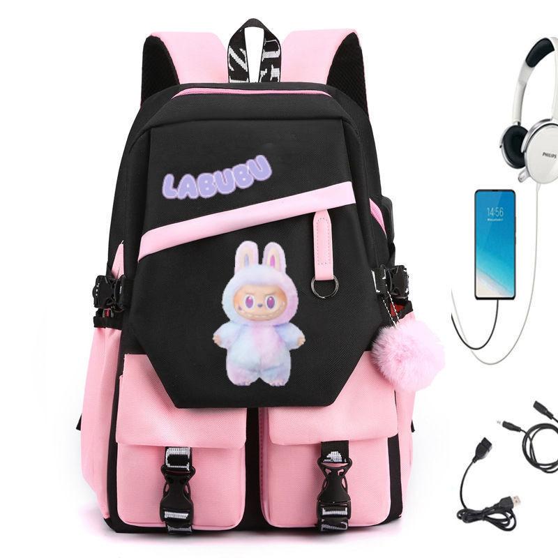 

New POP MART Labubu School Bag USB Charging Student Junior High School Student Fashion Casual Backpack Average size