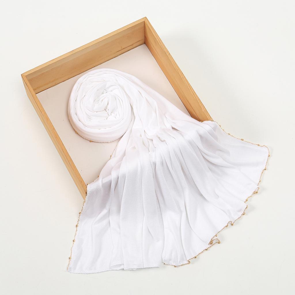 Fashion Chain Modal Jersey Hijab Scarf For Women Muslim Hijab Stretch Shawl Plain Muslim Headband Solid Color Long Muffler