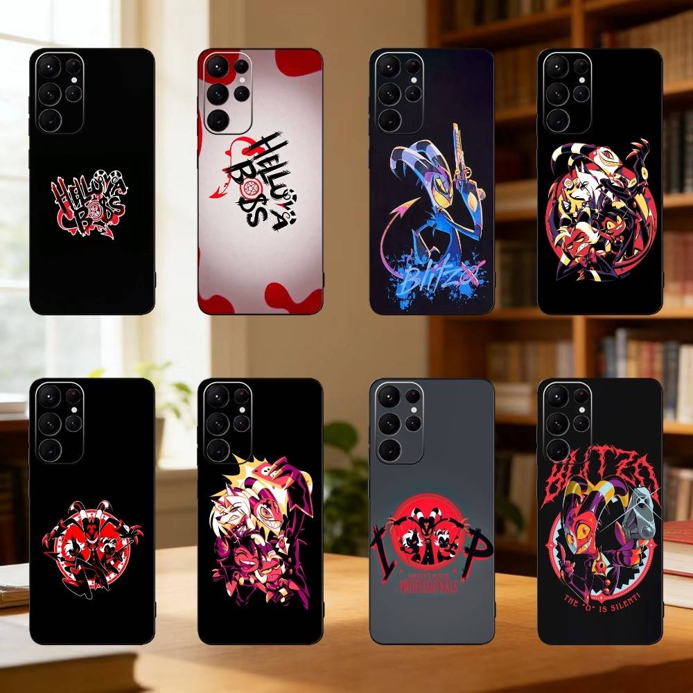 Dunkle Cartoon H-Helluva B-Boss Handyhülle Für Samsung S25,24,23,22,30,21,10,9,Ultra,Plus,Lite Weiche Schwarze Hülle