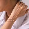 Ffashion Imitation Pearl Link Chain Bracelet for Women Gold Plated Stainless Steel Finger Ring Bracelets Elegant Jewelry Gifts