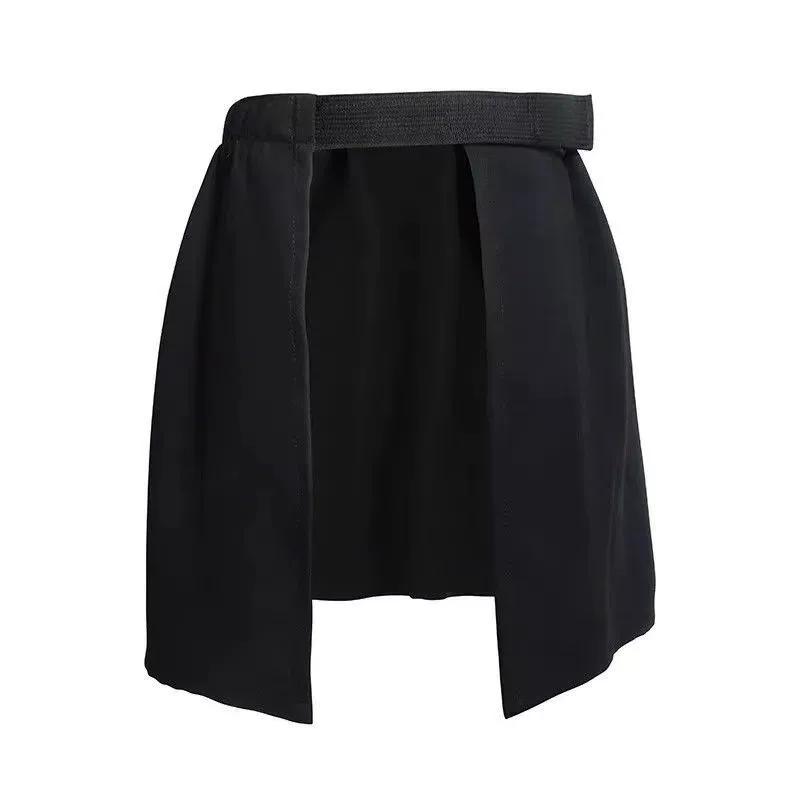 Yoga Shorts with Hip Coverage, Sports Fitness Anti-Exposure Half Skirt, One-Piece Magic Tape, Black Thin Hem, Unisex Black / One size чёрный
