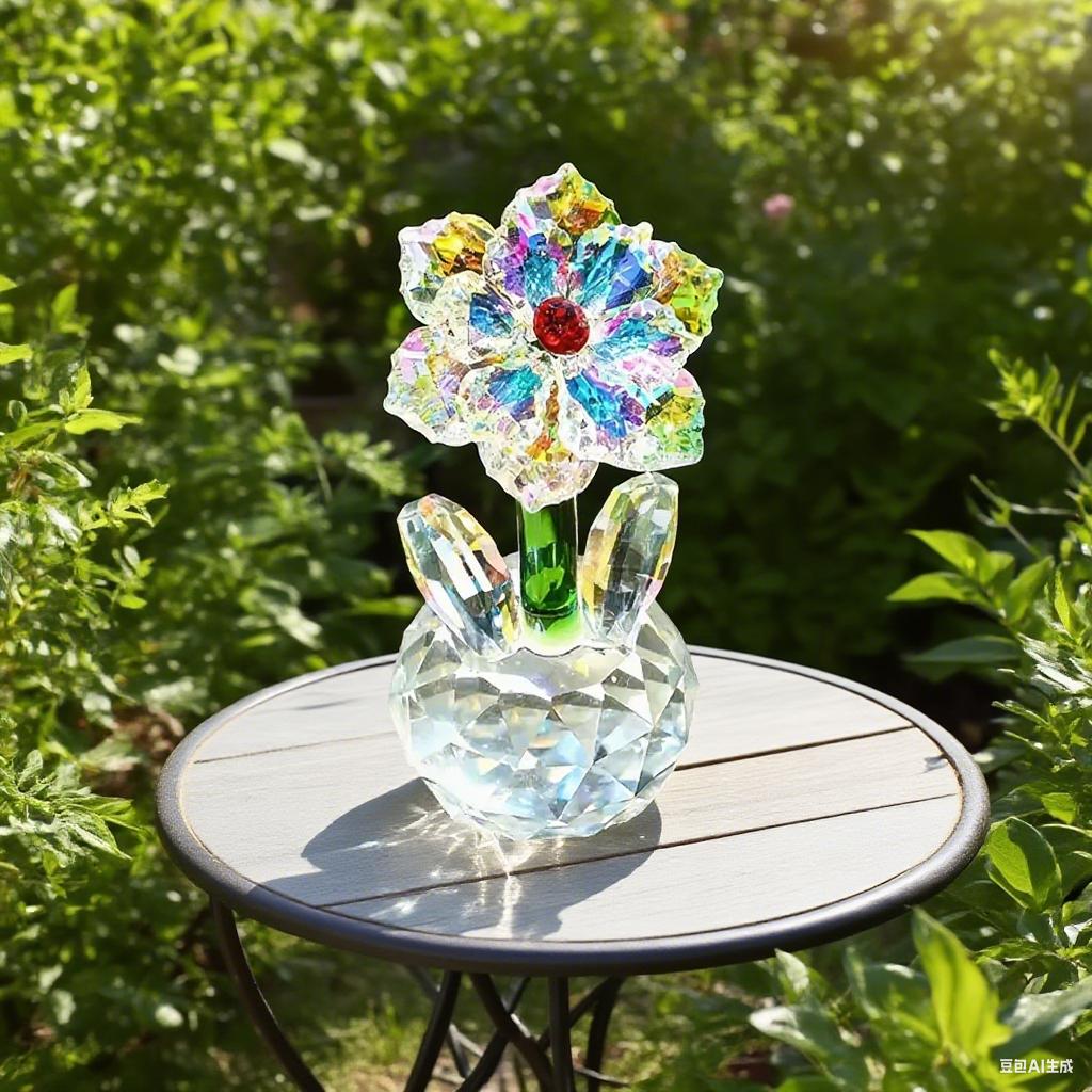 1pc Crystal Sunflower Statue, Glass Flower Decoration, Romantic Valentine's Day Wedding Gift, Decorative Sun Catcher Collectible