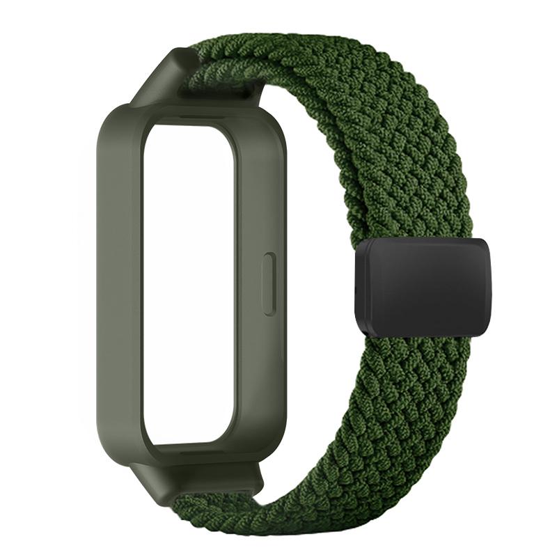 Pulseira Trançada+Capa de PC para Xiaomi mi band 9 8 active acessórios esportes magnético Pulseira de Nylon correa+Capa para Redmi band 3 2