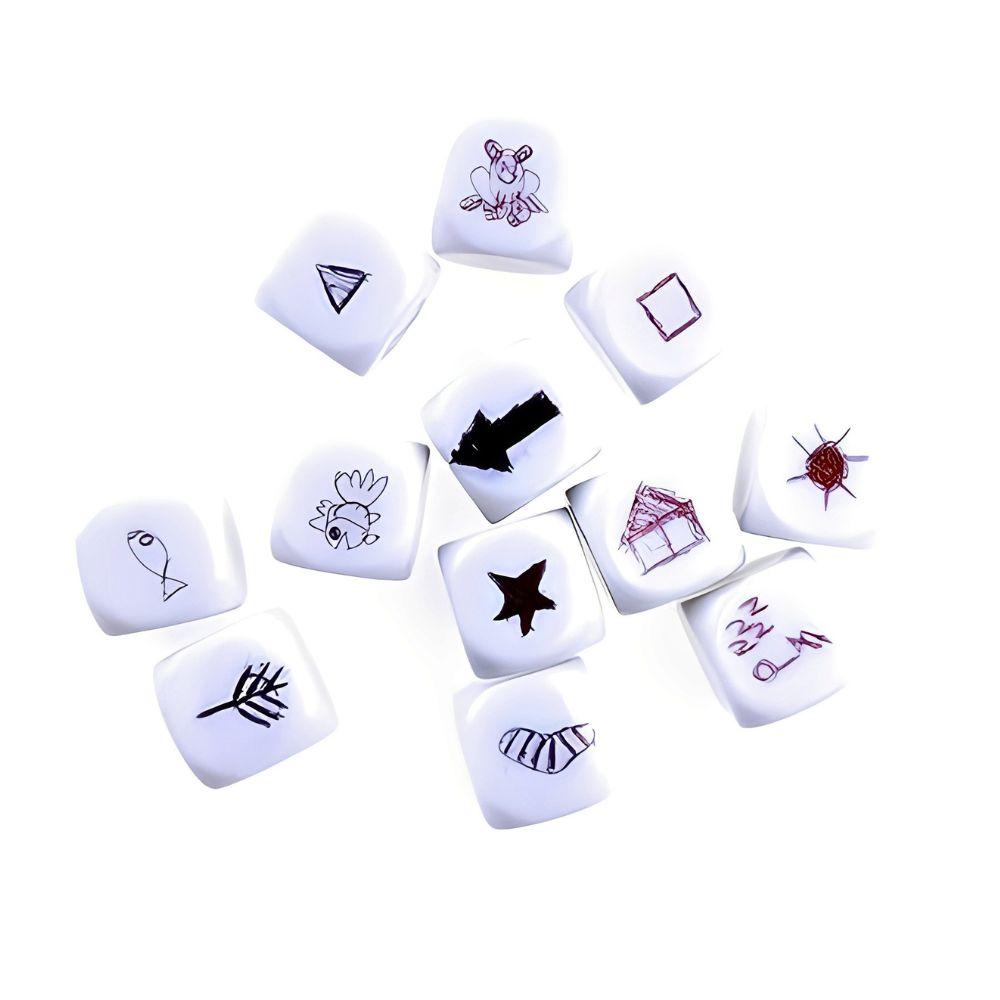 6pcs 0.63inch Plastic Blank Six-sided Dice Glossy Surface Writable Doodle DIY Sticker Team Party Board Game Accessories YMY