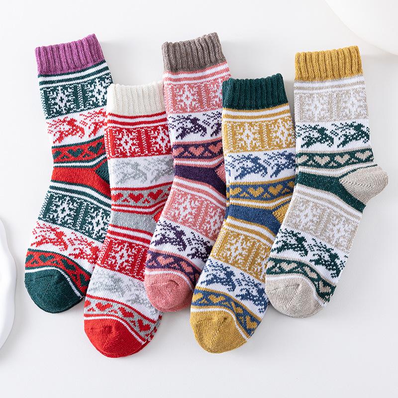 5 Pairs of Women's Winter Thick Line Elk Warm Rabbit Wool Stockings