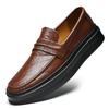 Premium Genuine Leather Men's Loafers Business Casual Slip-On Shoes with Thick Sole Height Increase Wedding Office Shoes