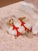 18k Gold-Plated Delicate Coral Red Bead Earrings with Stainless Steel for Women