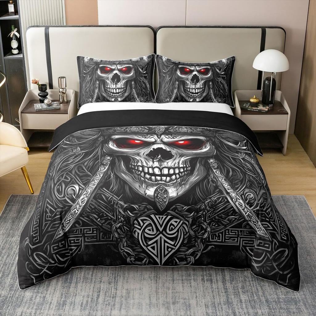 Pirates Skull Duvet Cover Sets for Boys Kids Men Teen Queen Lightweight Bedding Sets Nautical Bedding Set Bedroom Decor No Quilt