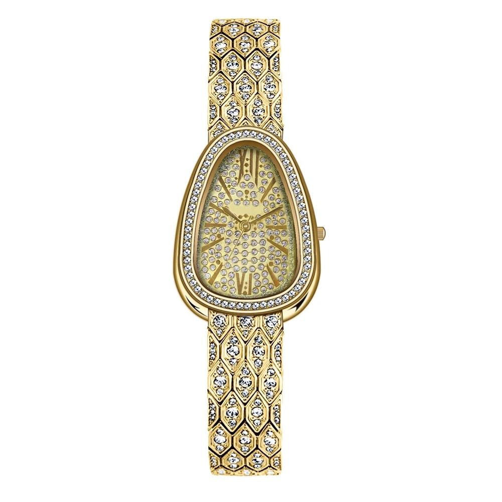 New Women Watches Snake Quartz Ladies Gold Roman Rhinestone Scale Watch Diamond Wristwatch Female Fashion Bracelet Watches Clock