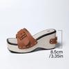 Fashion Fashion Slippers Vintage Buckle Square Toe Slippers Women Shoes Platform Sandals Lady Summer Wear-Resistant Wedge Slides Female