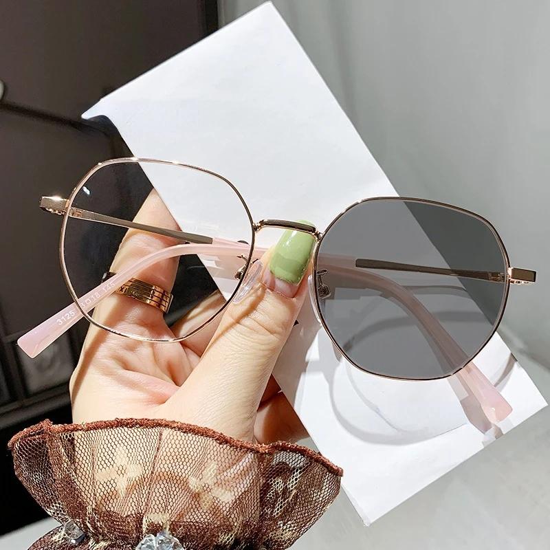 

0~ -500 фотохромные очки для близорукости нейтральные анти-синие очки для близорукости минималистский стиль очки для близорукости готовый продукт -0.5 розового золота