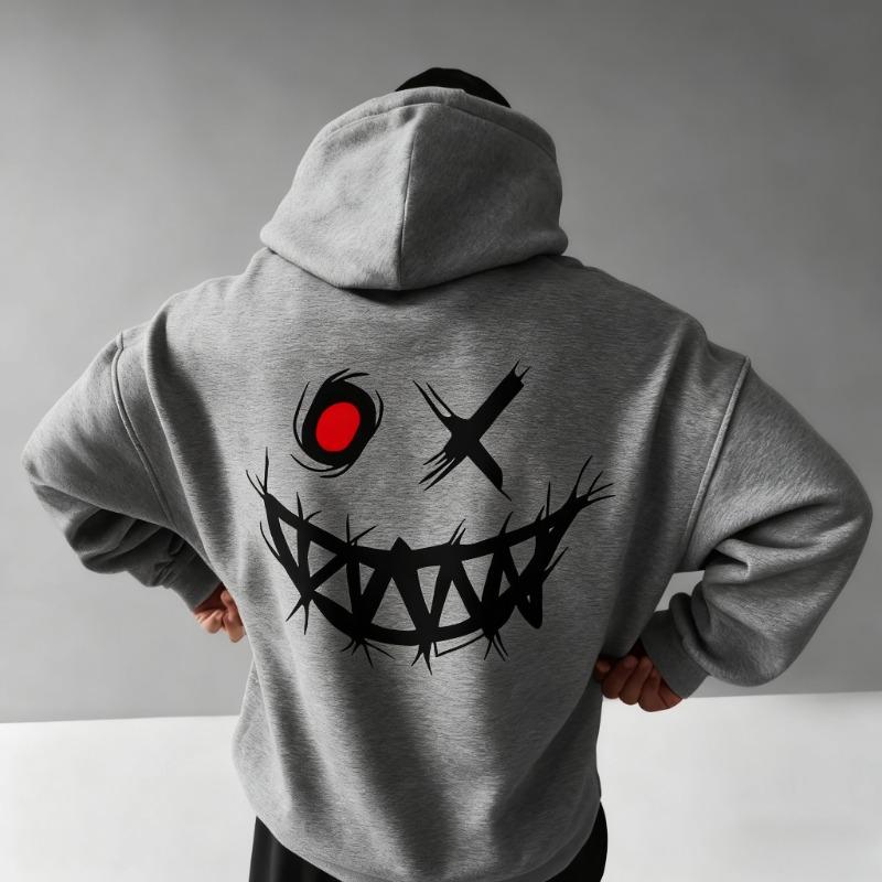 Men's Trendy Fall/Winter Evil Smile Hooded Sweatshirt Comfortable and Loose Fit Sweater