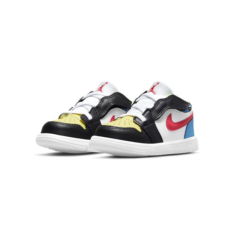 Air Jordan 1 Low TD Funky Patterns Baby Sneakers White Black Light-Fusion-Red DH5928-006