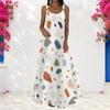 Women Plus Size Scoop Neck Strappy Sleeveless Abstract Printed A Line Maxi Dress