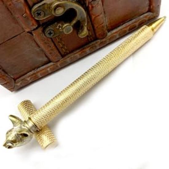 1 Messing-Kugelschreiber mit Gold a Traditionelles Neutrales Kugelschreiber-Schreibwaren Perfekt für Hochzeit und Schwarze Katzenkopf-Design Enthält eine spezielle Geschenkbeutel
