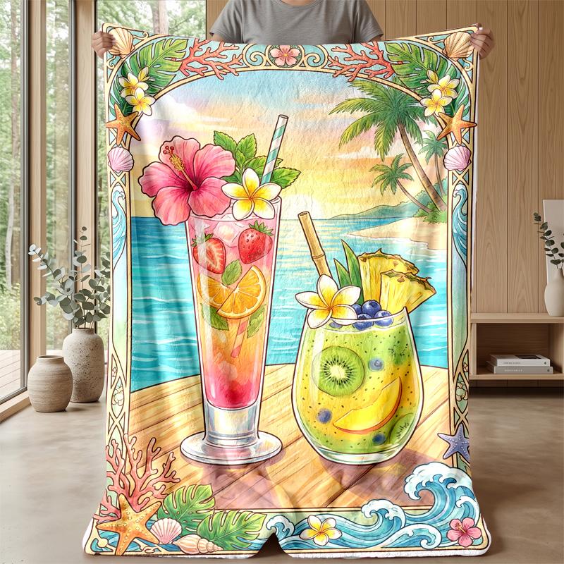Tropical Beach Paradise Theme blanket Lightweight Warm Flannel Blanket Decorative Throw Blanket for Home Decoration