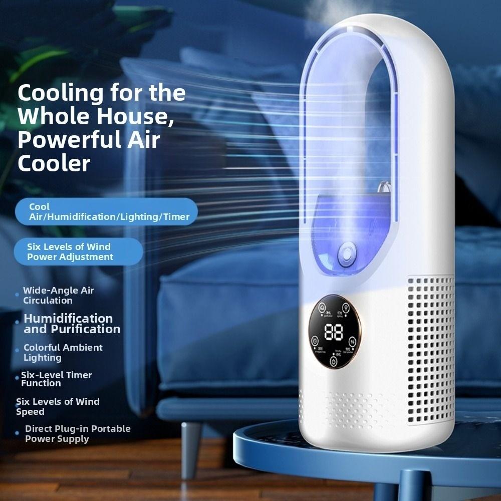 6 Speed Silent Spray Fan Colorful Lights Mini Air Cooler Household Mist Electric Fan  Office