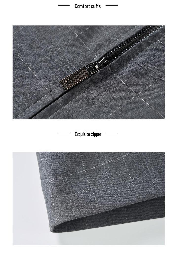 Spring & Autumn Men's Plaid Lapel Jacket for Middle-aged & Elderly - Business Casual Dad Outerwear