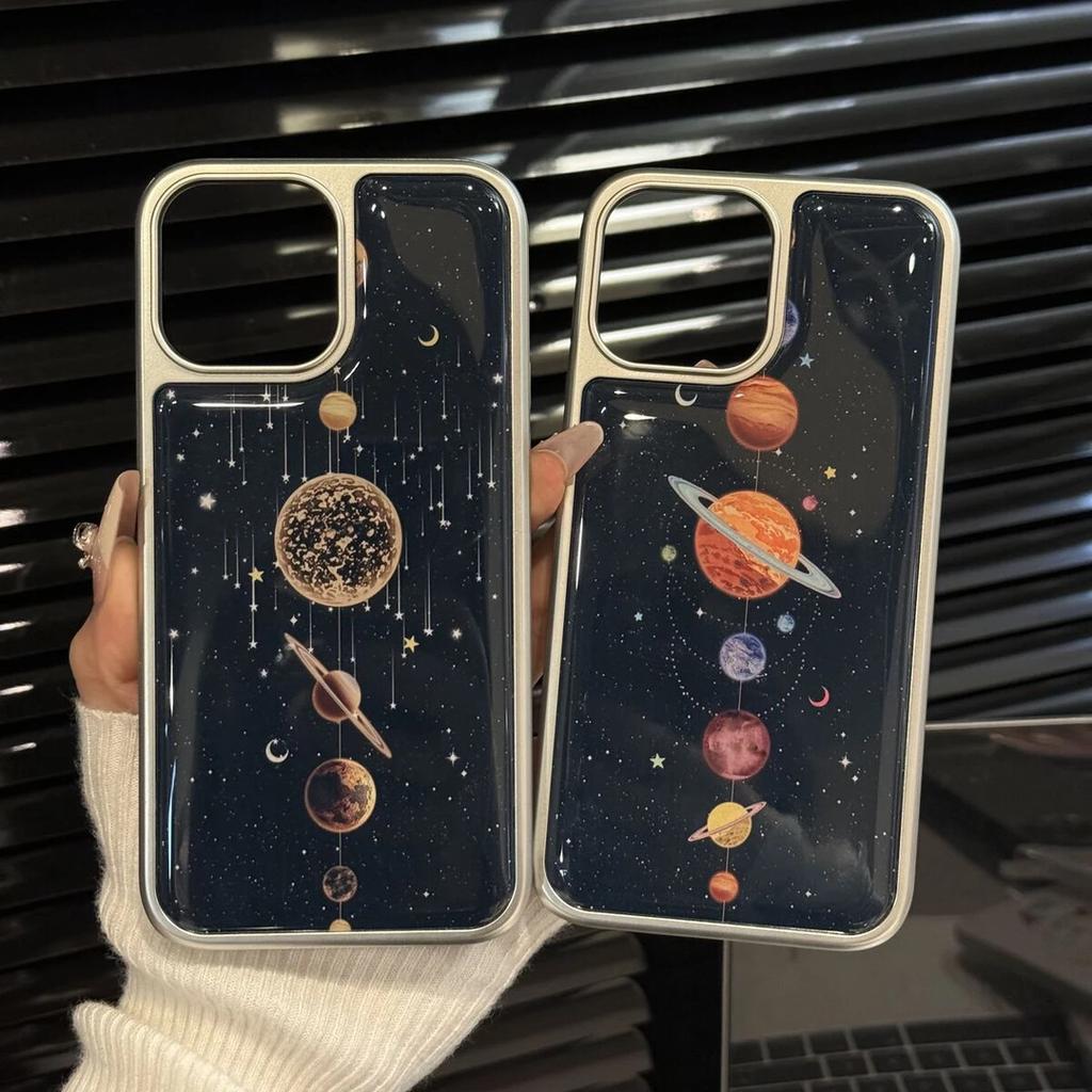 Space Planet Is Suitable for Apple iPhone16/17Pro Mobile Phone Case 14 Water Condensation 13 Personality 12 Large Holes 15 Niche