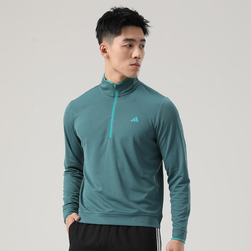 Adidas Lightweight Half-Zip Top Solid Color Golf Long Sleeve T-Shirt Men Tops JX7230