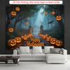 Party Backdrop Halloween Flat Spooky Forest Pumpkin Lanterns Silhouettes Mystical Atmosphere Photo Booth Background Party Decor