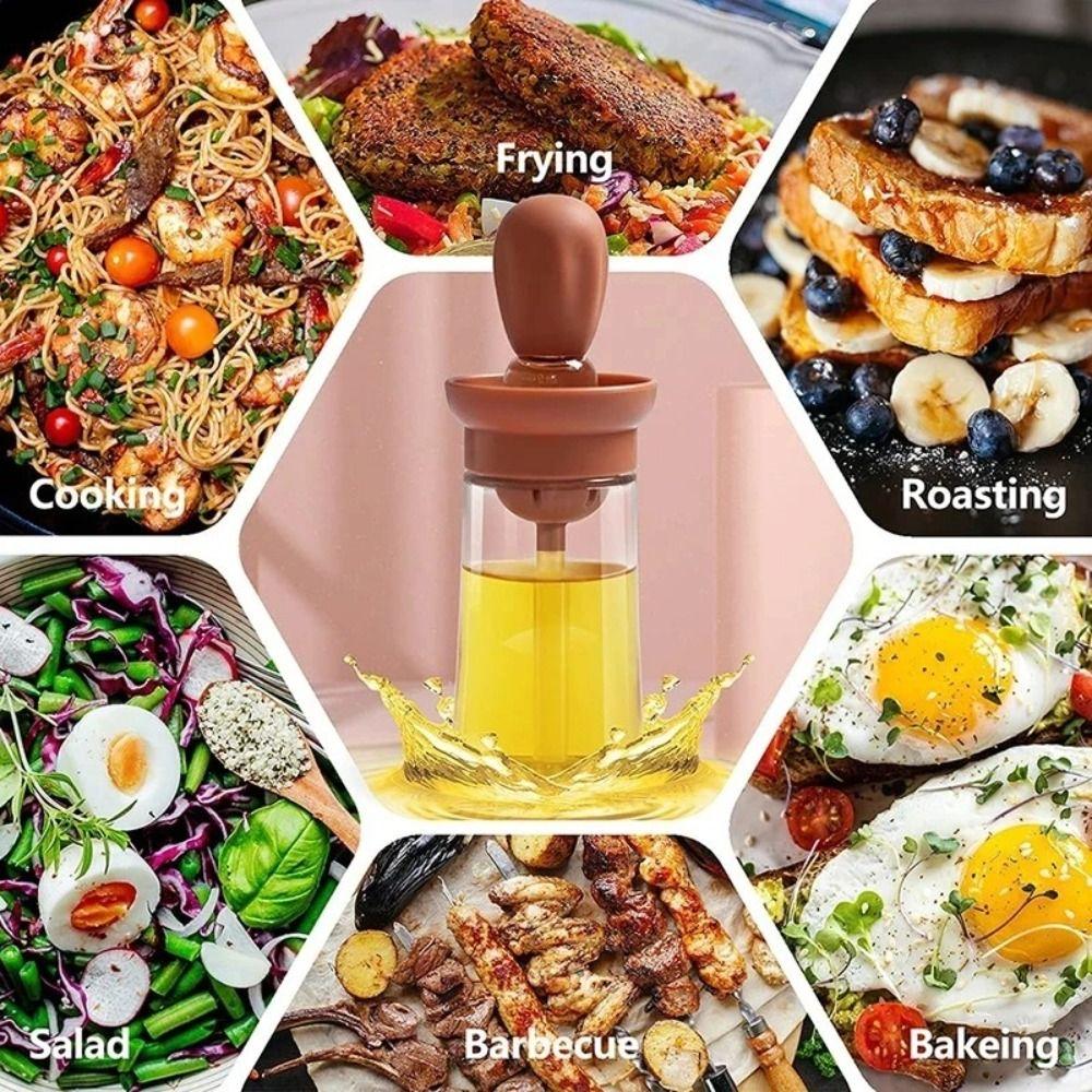 Silicone Brush Kitchen Oil Bottle 2 in 1 Oil Brush Dispenser Seasoning Bottle  Cooking