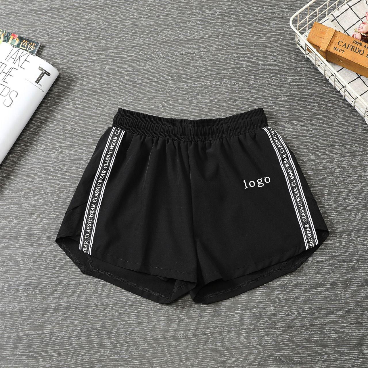 

Европейские и американские женские быстросохнущие двухслойные спортивные шорты - Легкий летний дизайн с защитой от просвечивания 2XL чёрный