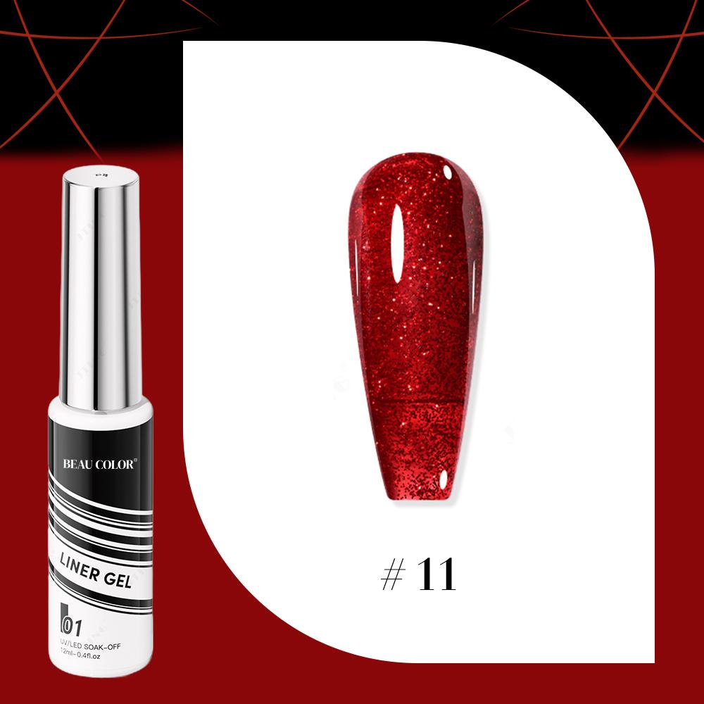 BEAU COLOR 1pcs 12ml 16colors Painting Liner Gel Polish Collection Semi-permanent Nail Art UV/LED Gel Polish