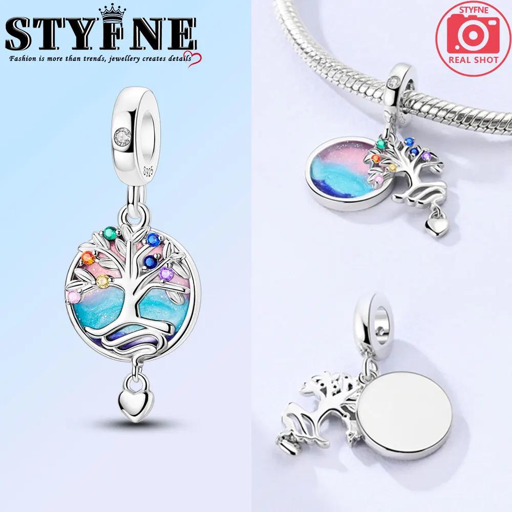 Anniversary Copper Blue Life Tree Evil Eye Sun Round Charms Pendants Fit Original Bracelets Diy Jewelry
