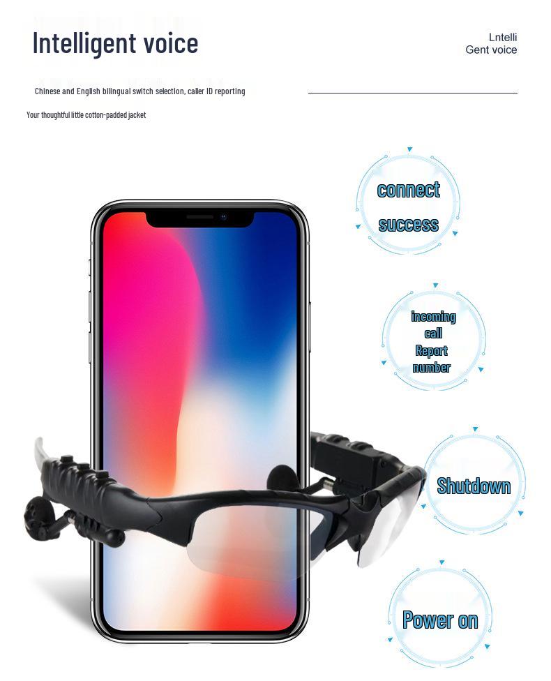 Smart Bluetooth Polarized Sunglasses with 5.4 Card Slot and Earbuds for Sports Music MP3 Player