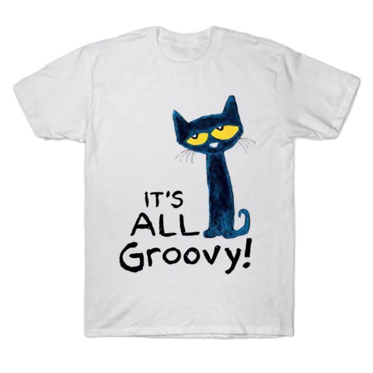 Retro Pete the Cat It s All Groovy Short Sleeve Unisex Tee S-5XL Unisex T-Shirt XXL