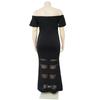 Plus Size Black Off Shoulder Ruffle Mesh Insert Bodycon Maxi Dress
