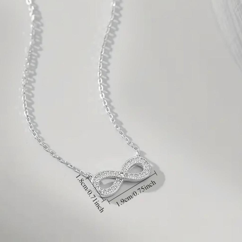 Paved Infinity Symbol Pendant Necklace Delicate Dainty Everyday Jewelry