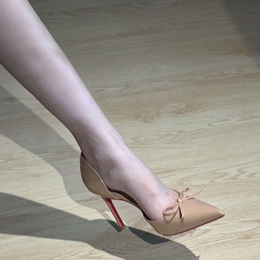 Sexy versatile shoes, thin heels, side empty high heels, fairy wind, spring and summer, pointed head and thin