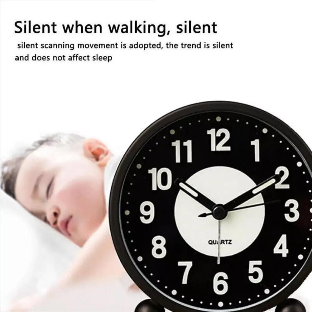 Silent Bedside Alarm Clock Non Ticking Glow-in-the-Dark Bedroom Clock
