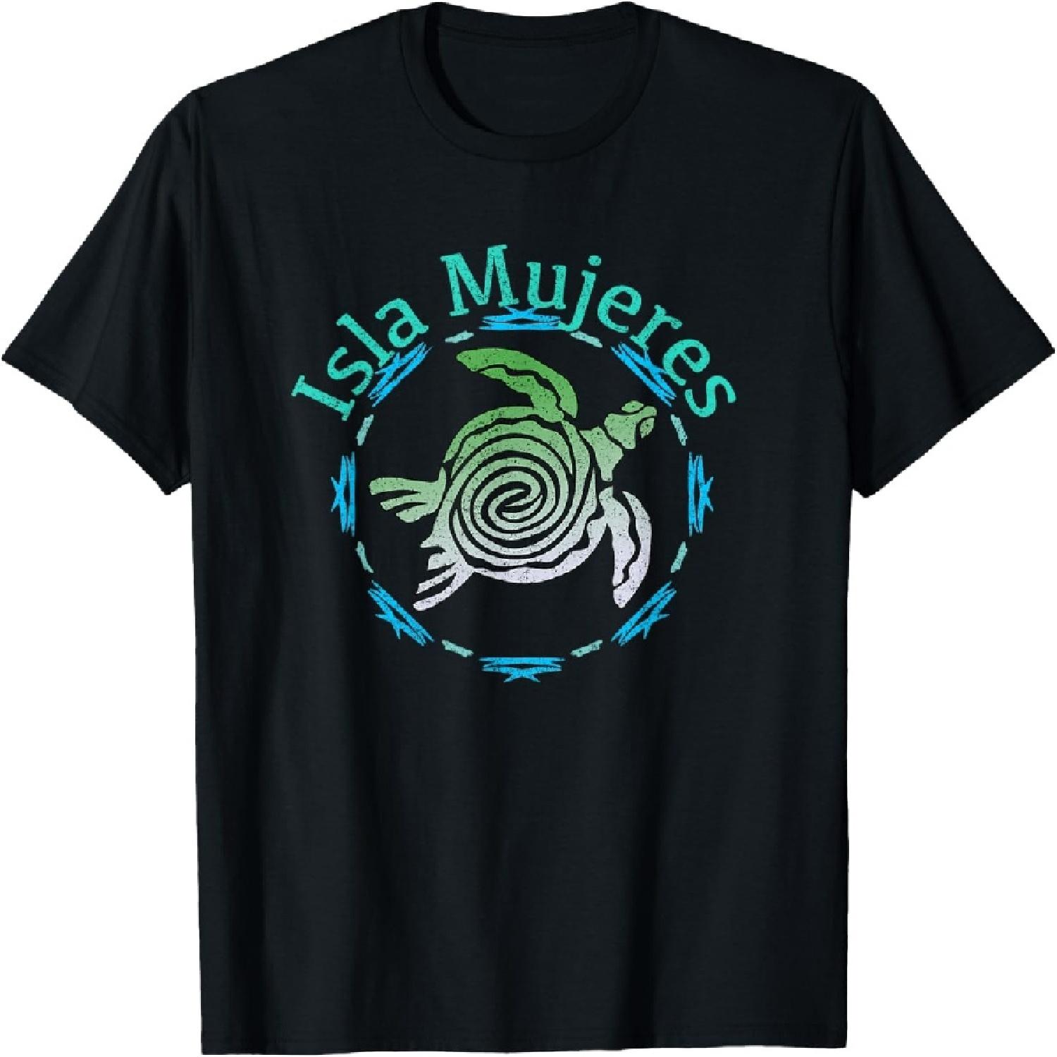 Isla Mujeres T-Shirt Vintage Tribal Turtle Gift T-Shirt S