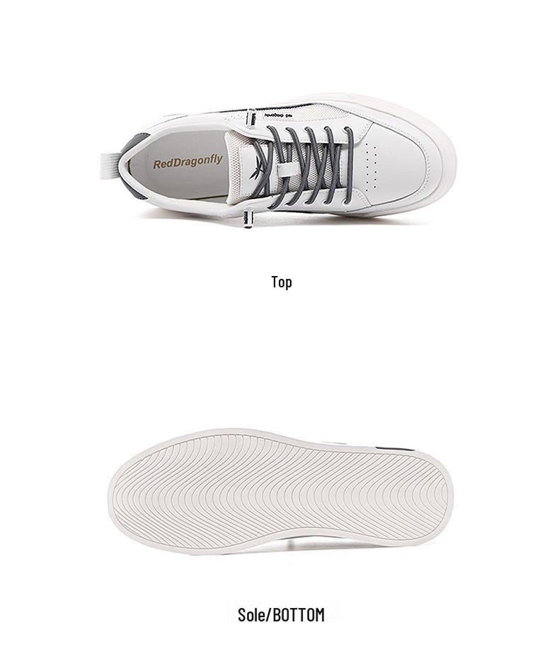 Red Dragonfly Men's Breathable Mesh Sport Casual White Sneakers