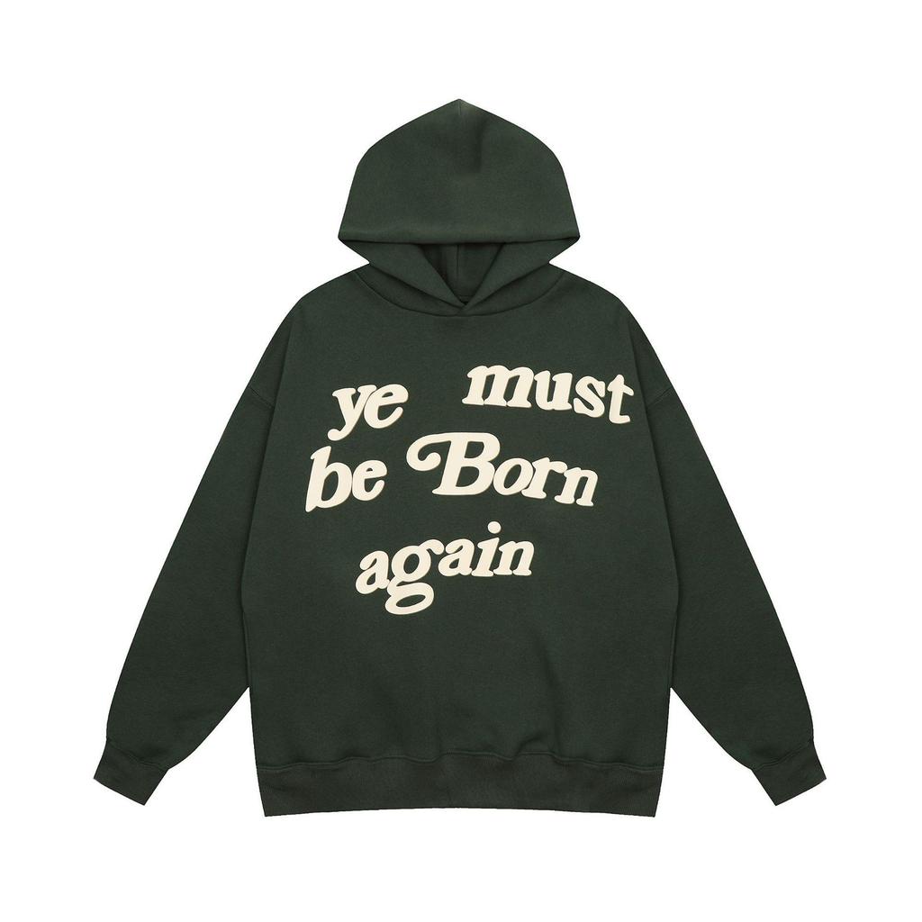 Kanye Style 'Ye Must Be Born Again' Foam Letter Velvet Hoodie