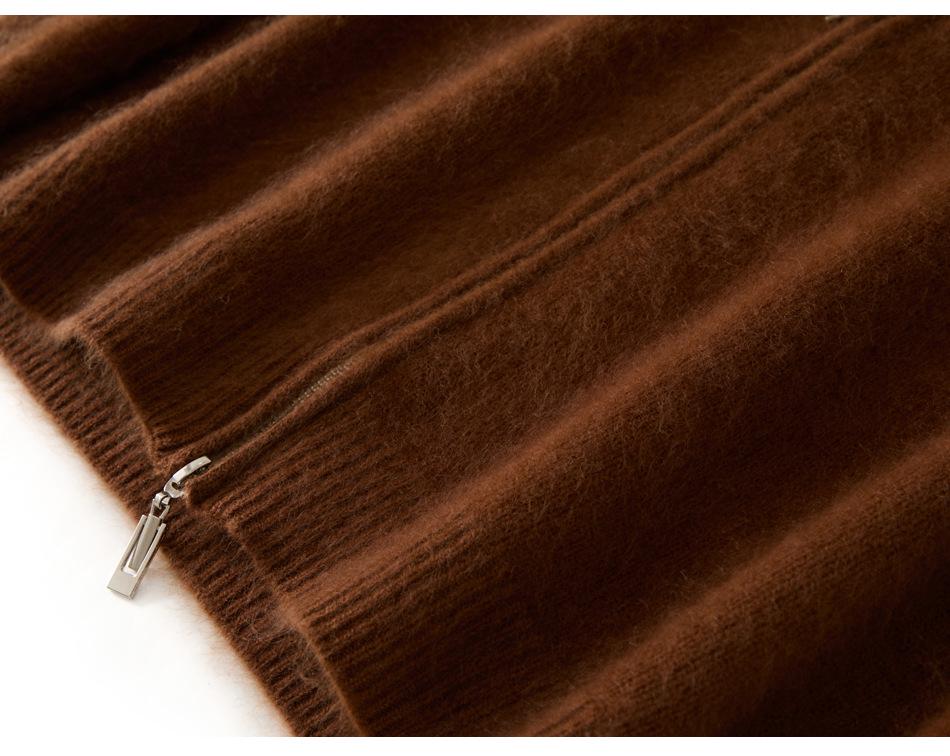 Fleece Series: Cashmere Zipper Cardigan - Thick Long Sleeve Sweater for Autumn/Winter