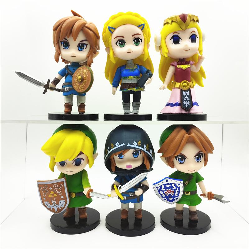 

6 шт./комплект Фигурки из игры The Legend of Zelda Игрушки-аксессуары Фигурка Линк Q-версия Аниме ПВХ Модель Кукла Кавайные Украшения Подарок