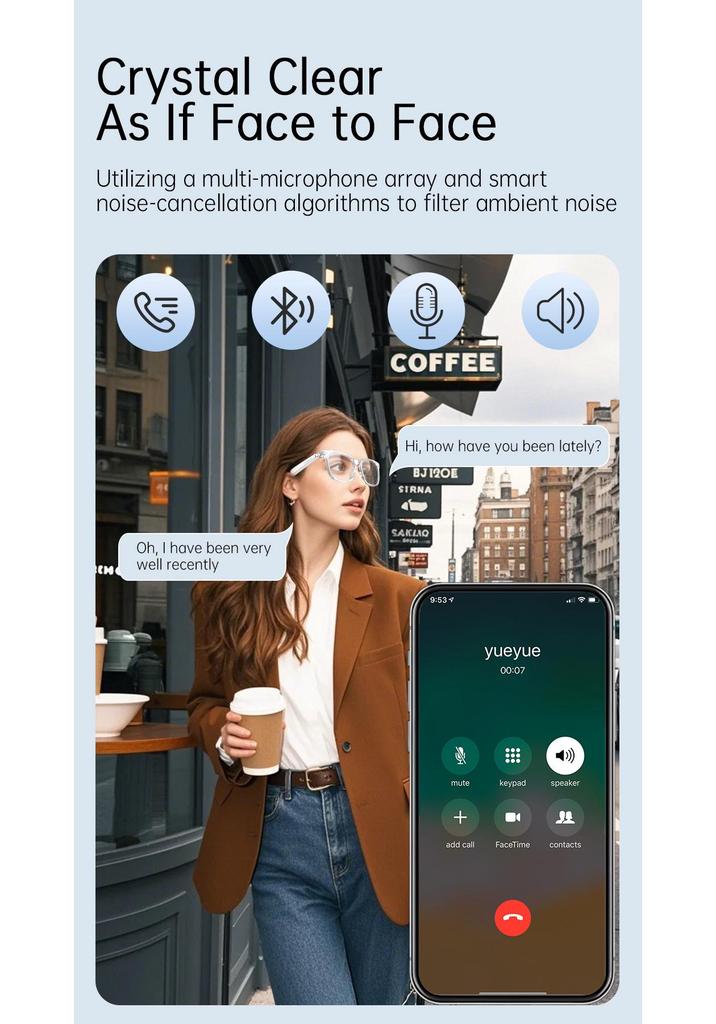 V6 Max Bluetooth Smart Glasses: Music, Calls, AI Assistant, UV Photochromic Lenses for Outdoor Sports