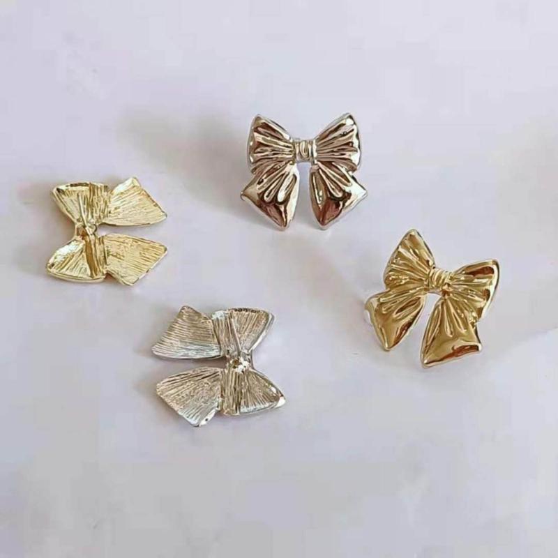 Elegant Metal Bowknot Ear Studs Fashion Stud Earrings Sweet Cool Piercing Earrings Statement Jewelry Women Birthday Gift