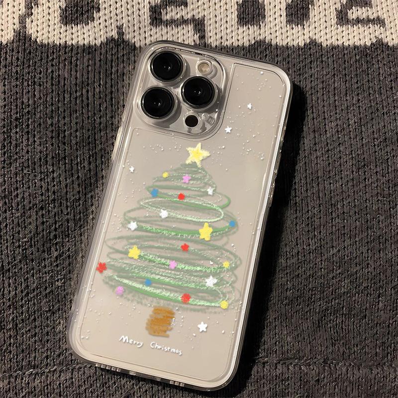 Fun Christmas Tree Phone Case For Samsung S25 S24 S23 S22 S21 S20 S10 FE Note20 Note10 Plus Ultra Lite 5G Clear Soft TPU Cover