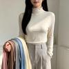 Women's Long-Sleeve T-Shirt: New Autumn/Winter Korean Style, High Neck, Slim Fit, Flattering with Ruffled Hem – Ideal Base Layer.