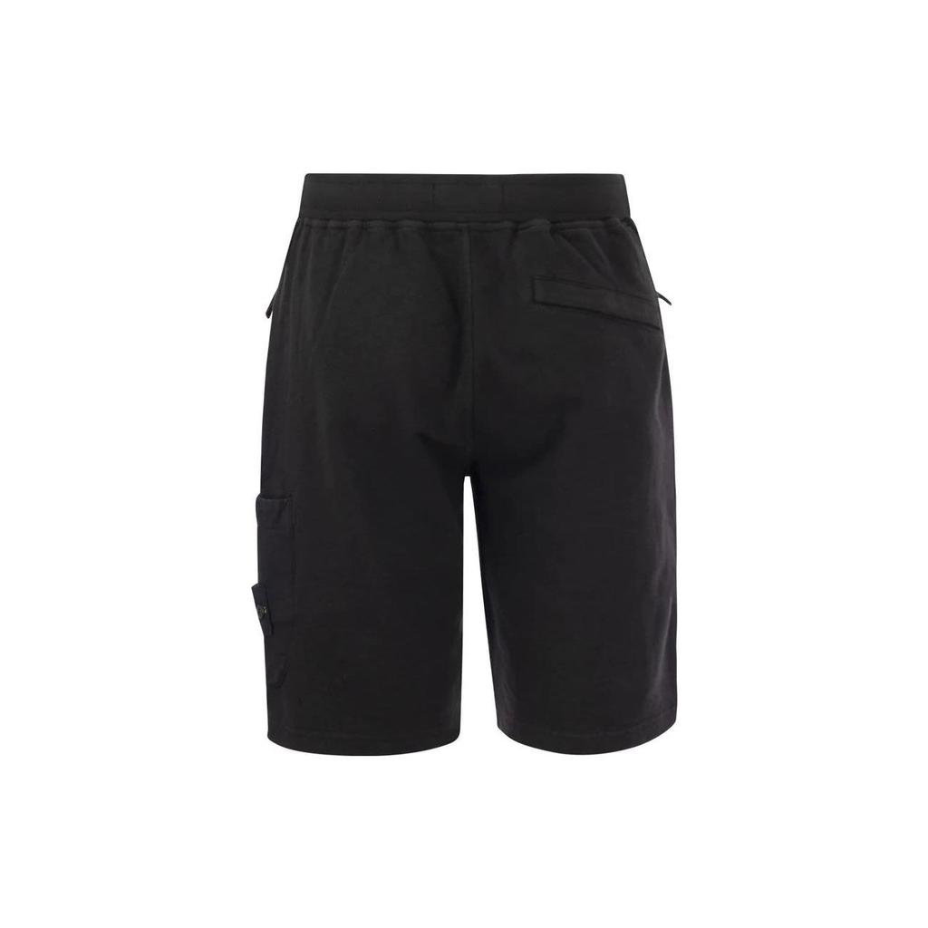 STONE ISLAND Ss23 Solid Color Compass Logo Patch Elastic Waist Shorts Men Shorts Black 781564060-V0029