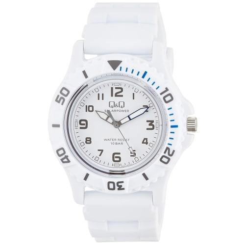 

Citizen Q&Q Analog Solar Watch, 10 ATM Water Resistant, Urethane Strap, E02A-003VK, Men s, White